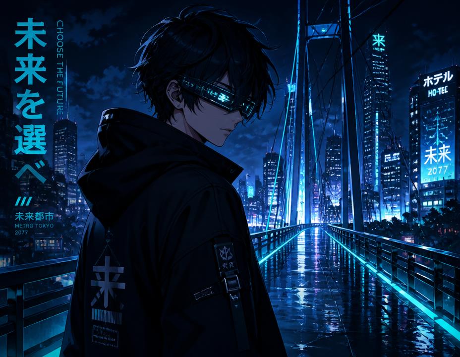 Night city bridge artwork